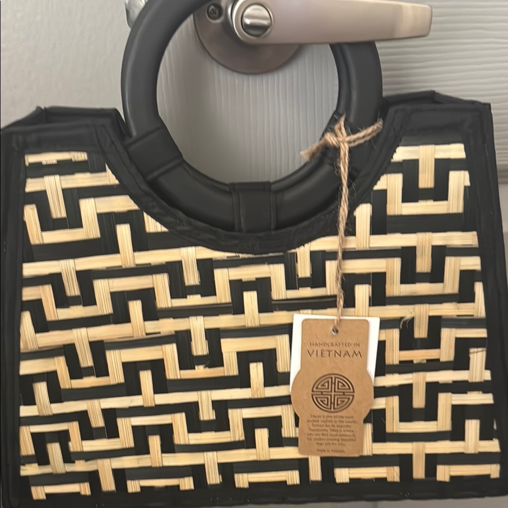 Handcrafted Black and Tan Woven Bag